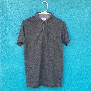 Denim & flower polo shirt